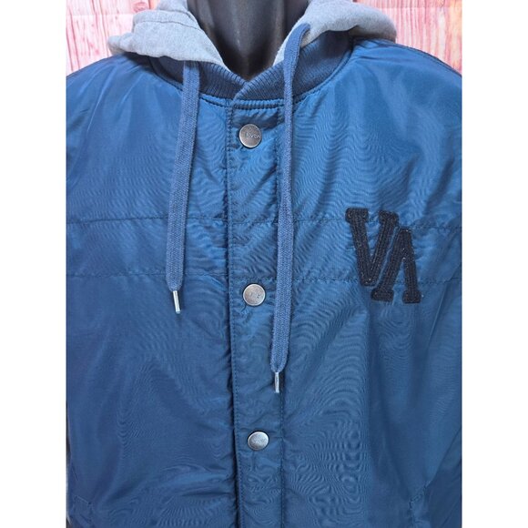 RVCA Mens Nature X Industry Blue Hoodie Jacket Medium - Picture 5 of 11